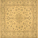 Square Machine Washable Medallion Brown Traditional Rug, wshtr1988brn