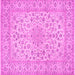 Square Machine Washable Medallion Pink Traditional Rug, wshtr1988pnk