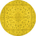 Round Medallion Yellow Traditional Rug, tr1988yw