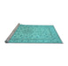 Sideview of Machine Washable Medallion Light Blue Traditional Rug, wshtr1988lblu