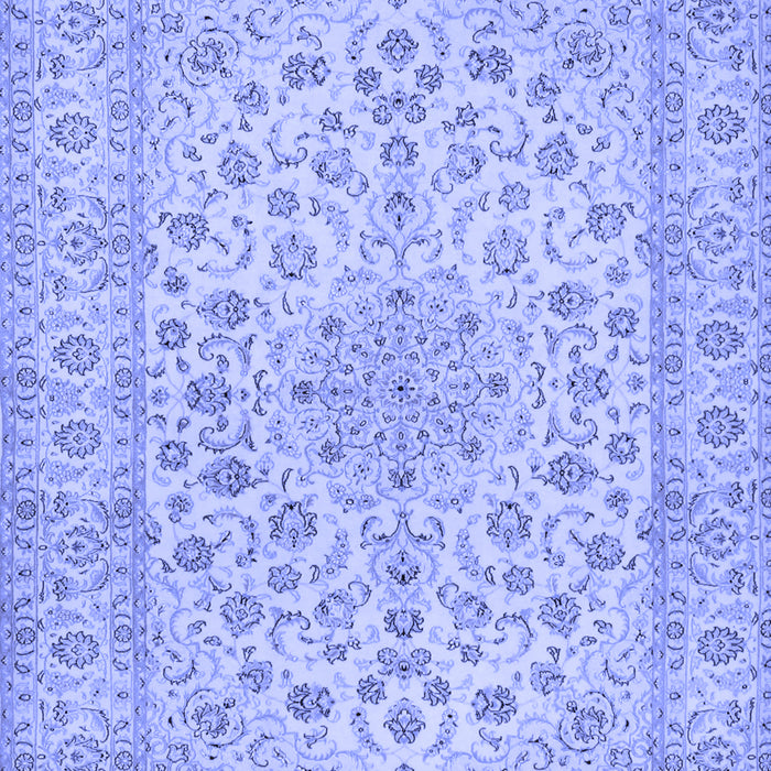 Machine Washable Medallion Blue Traditional Rug, wshtr1988blu