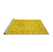 Sideview of Machine Washable Medallion Yellow Traditional Rug, wshtr1988yw