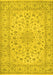 Machine Washable Medallion Yellow Traditional Rug, wshtr1988yw