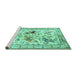 Sideview of Machine Washable Animal Turquoise Traditional Area Rugs, wshtr1989turq