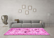 Machine Washable Animal Pink Traditional Rug in a Living Room, wshtr1989pnk