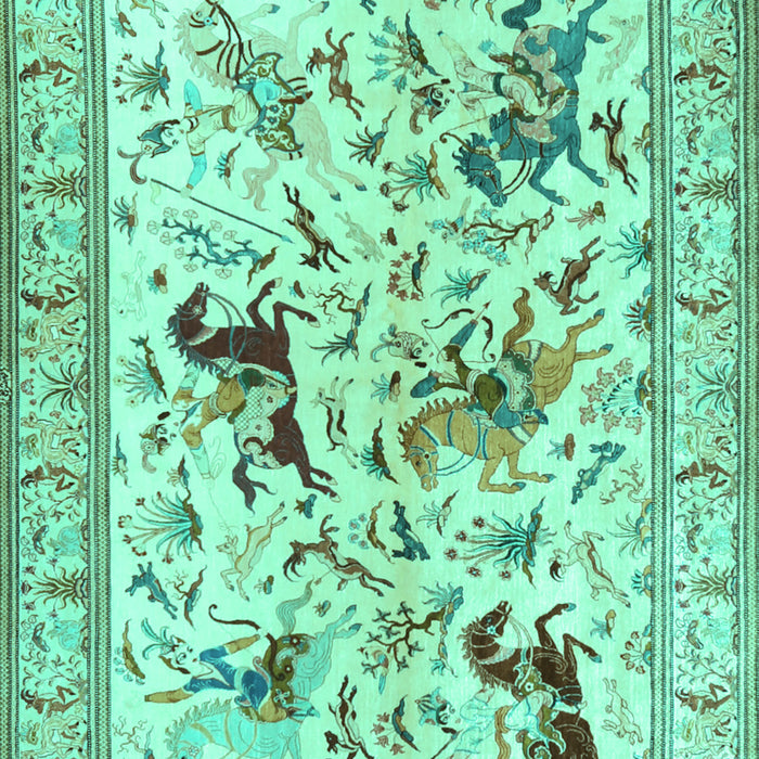 Machine Washable Animal Turquoise Traditional Area Rugs, wshtr1989turq
