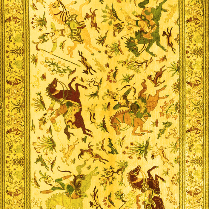 Machine Washable Animal Yellow Traditional Rug, wshtr1989yw