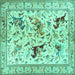 Square Animal Turquoise Traditional Rug, tr1989turq