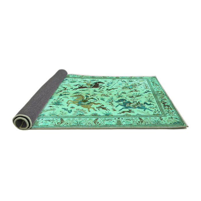 Sideview of Animal Turquoise Traditional Rug, tr1989turq