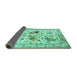 Sideview of Animal Turquoise Traditional Rug, tr1989turq