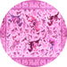 Round Animal Pink Traditional Rug, tr1989pnk