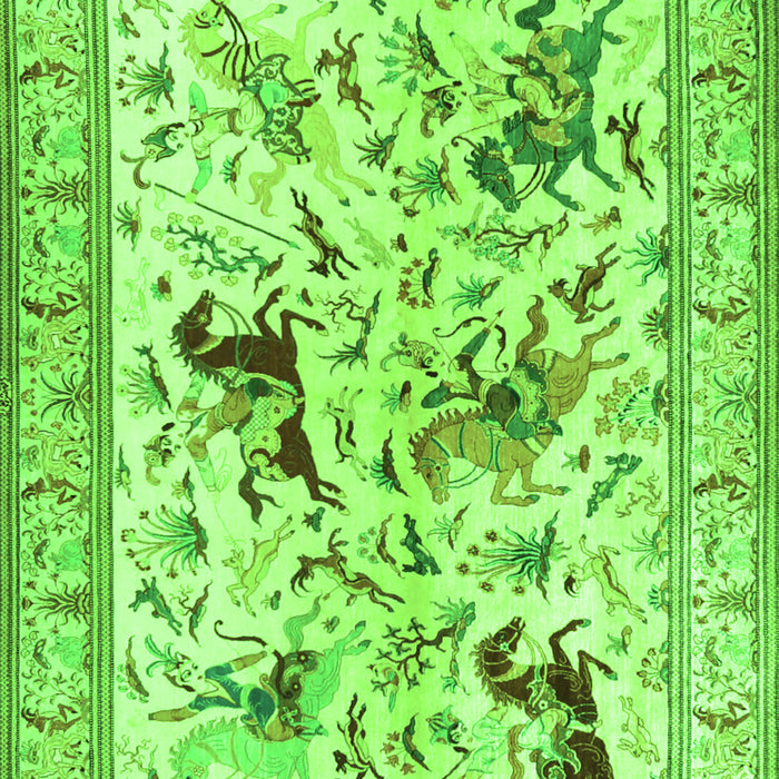 Animal Green Traditional Rug, tr1989grn