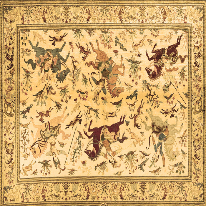 Square Machine Washable Animal Brown Traditional Rug, wshtr1989brn