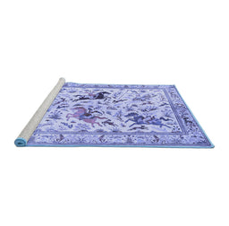 Sideview of Machine Washable Animal Blue Traditional Rug, wshtr1989blu