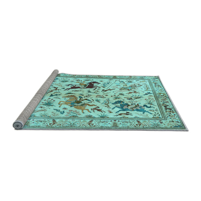 Sideview of Machine Washable Animal Light Blue Traditional Rug, wshtr1989lblu