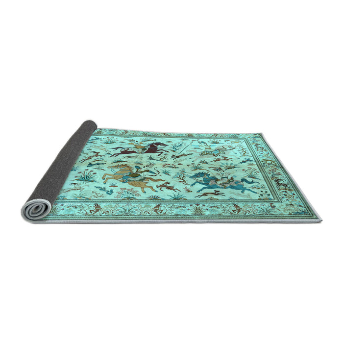 Sideview of Animal Light Blue Traditional Rug, tr1989lblu