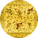 Round Animal Yellow Traditional Rug, tr1989yw