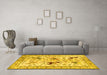 Machine Washable Animal Yellow Traditional Rug in a Living Room, wshtr1989yw