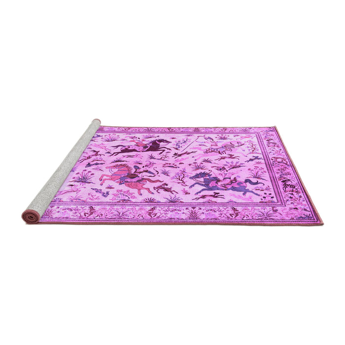 Sideview of Machine Washable Animal Purple Traditional Area Rugs, wshtr1989pur
