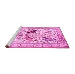 Sideview of Machine Washable Animal Pink Traditional Rug, wshtr1989pnk