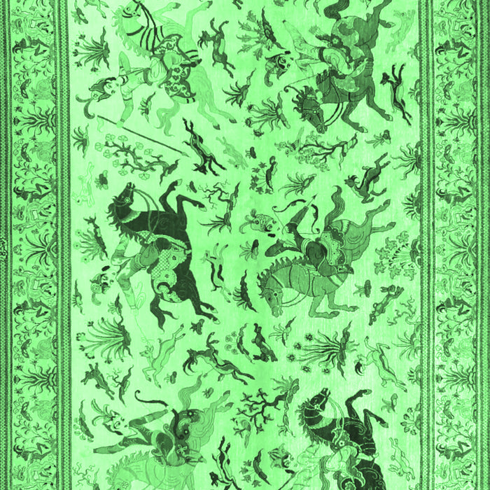 Machine Washable Animal Emerald Green Traditional Area Rugs, wshtr1989emgrn