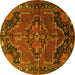 Round Persian Yellow Traditional Rug, tr198yw