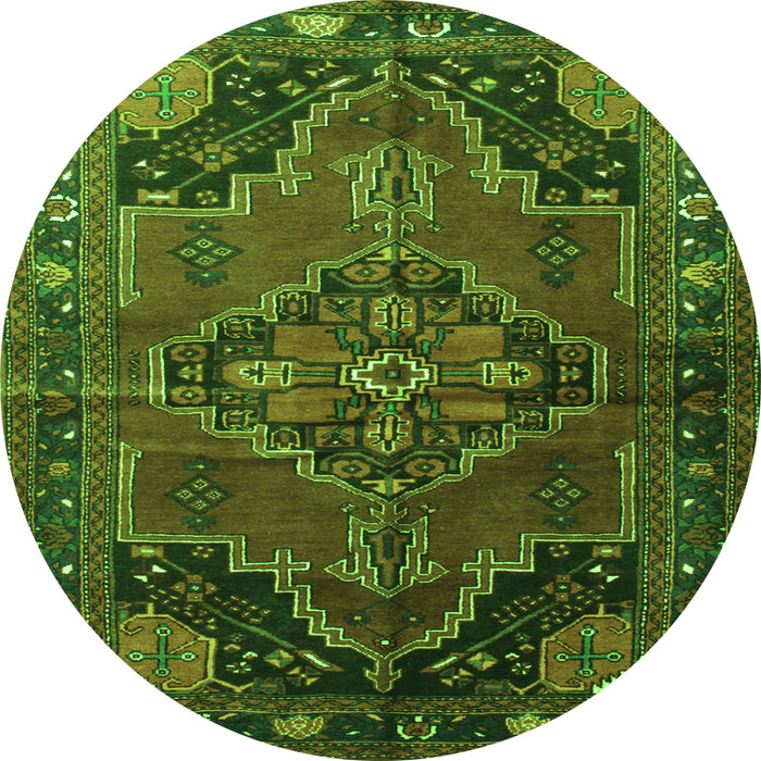 Square Persian Green Traditional Rug, tr198grn