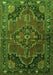 Serging Thickness of Machine Washable Persian Green Traditional Area Rugs, wshtr198grn