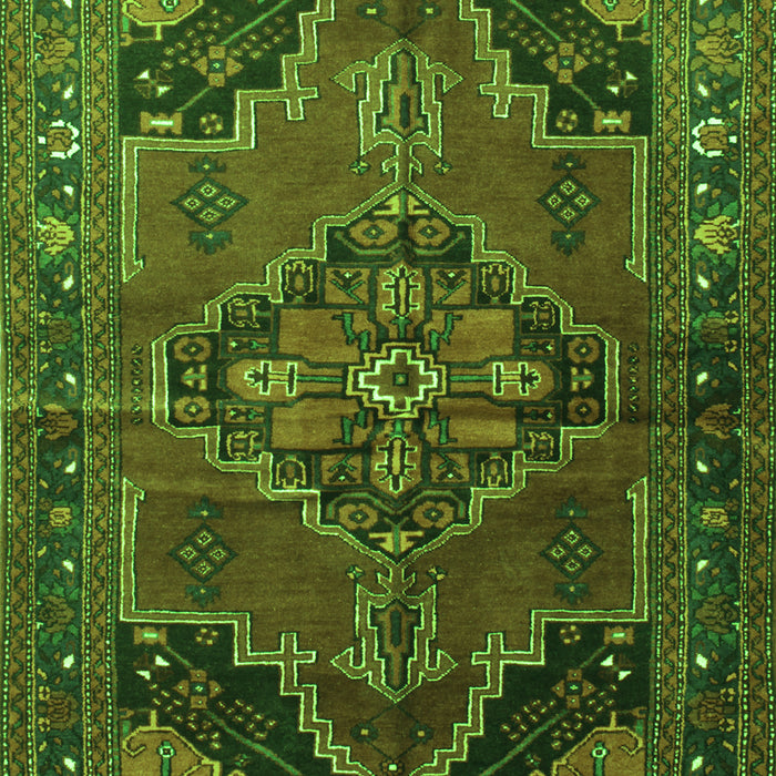 Serging Thickness of Machine Washable Persian Green Traditional Area Rugs, wshtr198grn