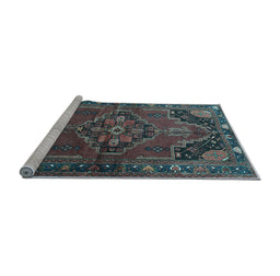 Sideview of Machine Washable Persian Light Blue Traditional Rug, wshtr198lblu