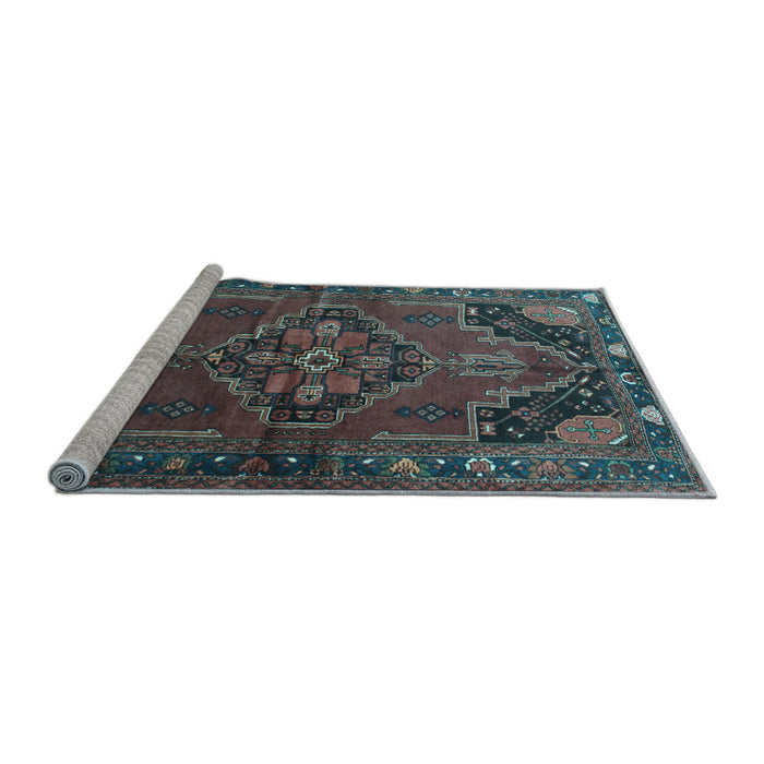 Sideview of Machine Washable Persian Light Blue Traditional Rug, wshtr198lblu