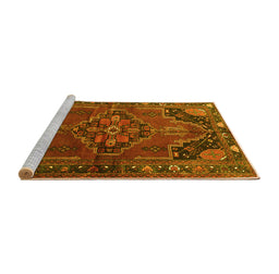 Sideview of Machine Washable Persian Yellow Traditional Rug, wshtr198yw
