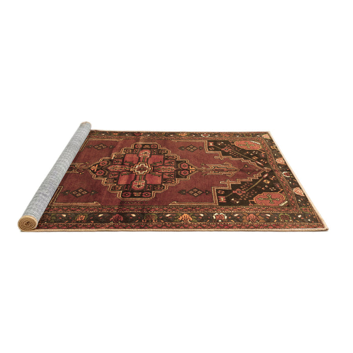Sideview of Machine Washable Persian Brown Traditional Rug, wshtr198brn