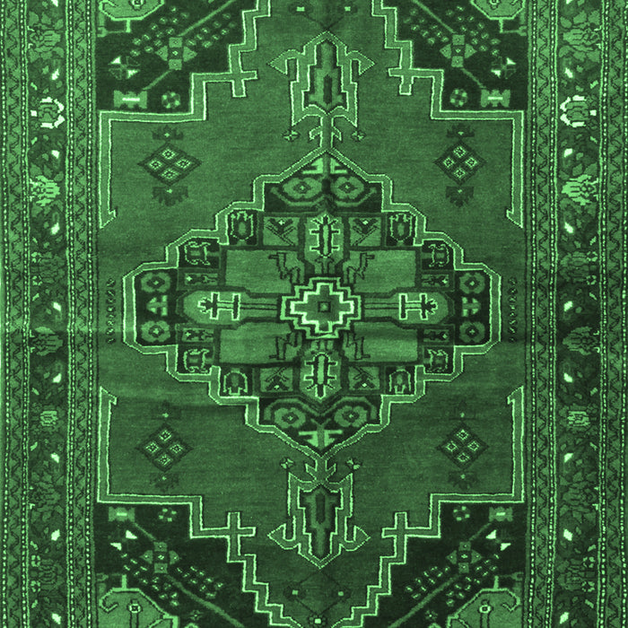 Machine Washable Persian Emerald Green Traditional Area Rugs, wshtr198emgrn
