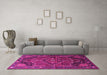 Machine Washable Persian Pink Traditional Rug in a Living Room, wshtr198pnk