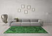 Machine Washable Persian Emerald Green Traditional Area Rugs in a Living Room,, wshtr198emgrn