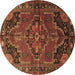 Round Persian Brown Traditional Rug, tr198brn