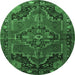 Round Persian Emerald Green Traditional Rug, tr198emgrn