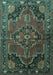 Machine Washable Persian Turquoise Traditional Area Rugs, wshtr198turq