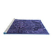 Sideview of Machine Washable Persian Blue Traditional Rug, wshtr198blu