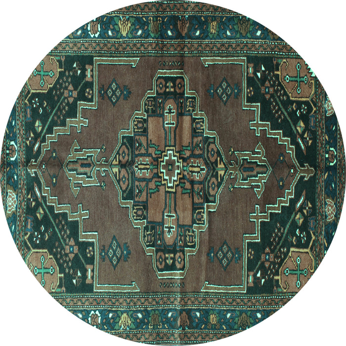 Round Machine Washable Persian Turquoise Traditional Area Rugs, wshtr198turq