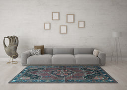 Machine Washable Persian Light Blue Traditional Rug in a Living Room, wshtr198lblu