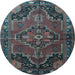 Round Machine Washable Persian Light Blue Traditional Rug, wshtr198lblu