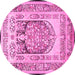 Round Machine Washable Persian Pink Traditional Rug, wshtr1990pnk