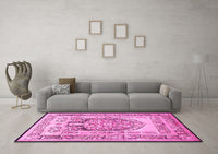 Machine Washable Persian Pink Traditional Rug, wshtr1990pnk