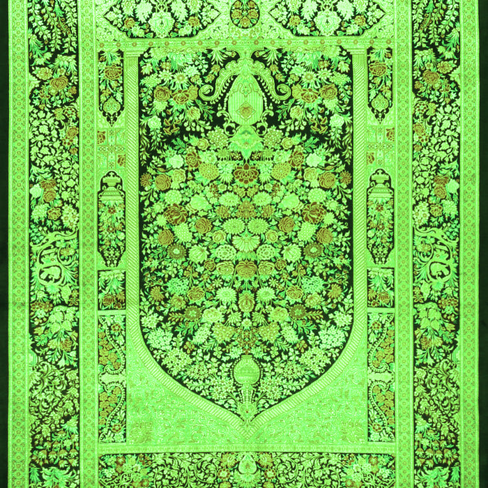 Serging Thickness of Machine Washable Persian Green Traditional Area Rugs, wshtr1990grn