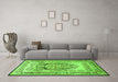 Machine Washable Persian Green Traditional Area Rugs in a Living Room,, wshtr1990grn