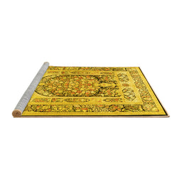 Sideview of Machine Washable Persian Yellow Traditional Rug, wshtr1990yw