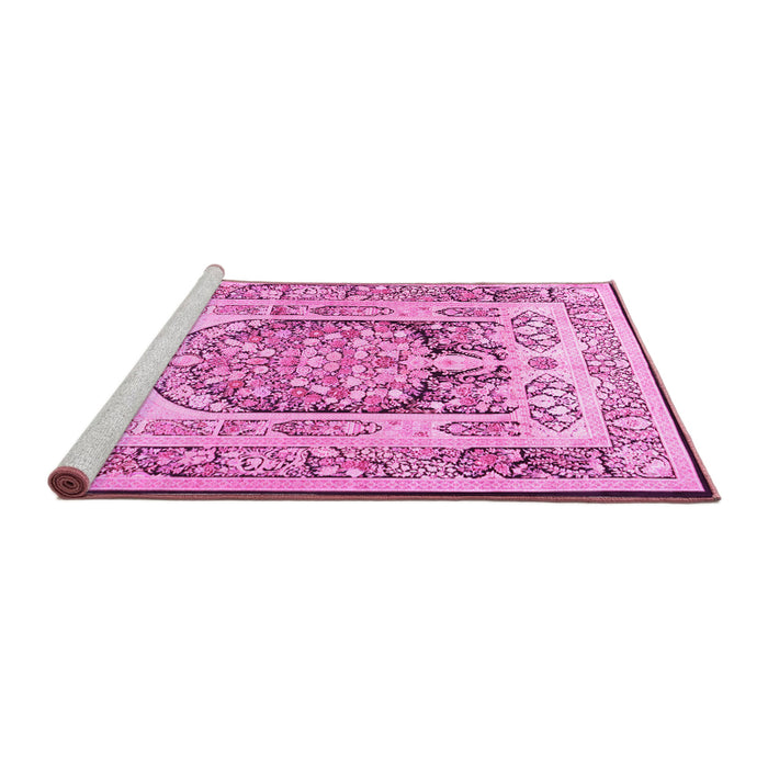 Sideview of Machine Washable Persian Pink Traditional Rug, wshtr1990pnk
