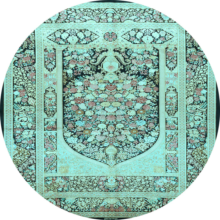 Round Persian Light Blue Traditional Rug, tr1990lblu